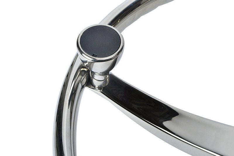 Amarine Made Stainless Steel Boat Steering Wheel 3 Spoke 15-1/2" Dia, with 1/2"-20 Nut and Turning Knob for Teleflex Cable Helm - Image 5
